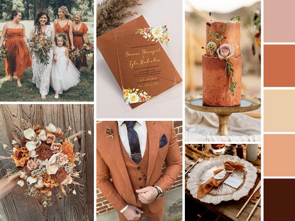 8 Trending-Rust Orange Hues for Fall & Winter Wedding Color Ideas